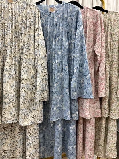 Zelda Floral Premium Crinkled Skirt Set