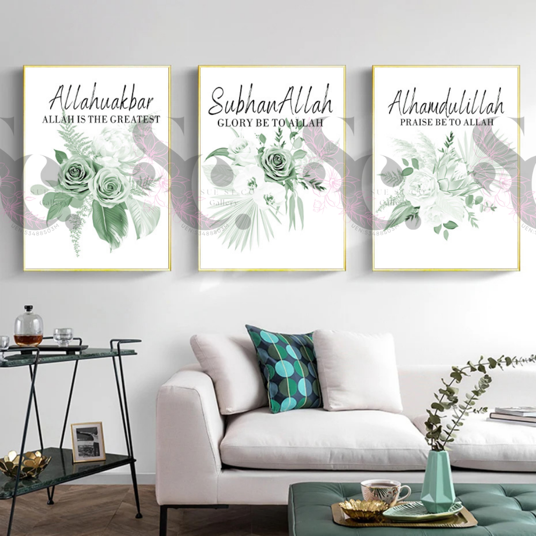 Flowers with Arabic Quotes in Sets of 3