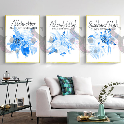 Flowers with Arabic Quotes in Sets of 3