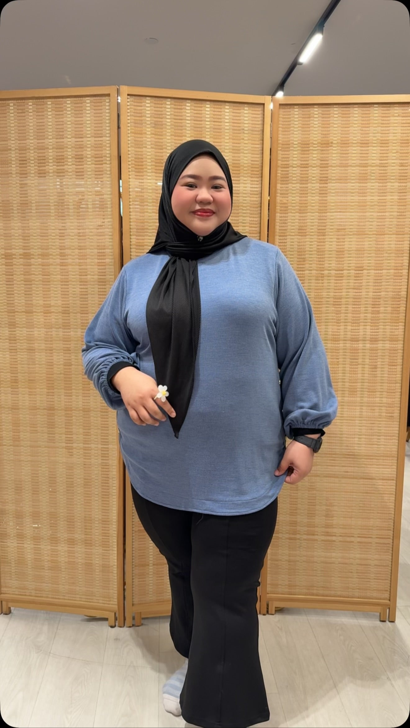 Majestic Aster Fabric side buttons Plus size