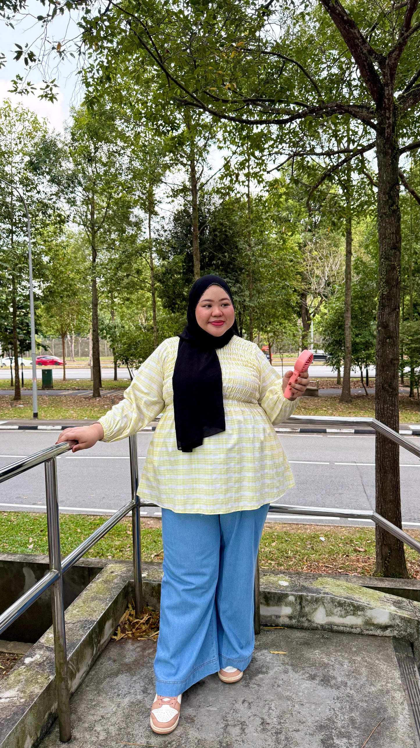Leona Smocked Checkered Top