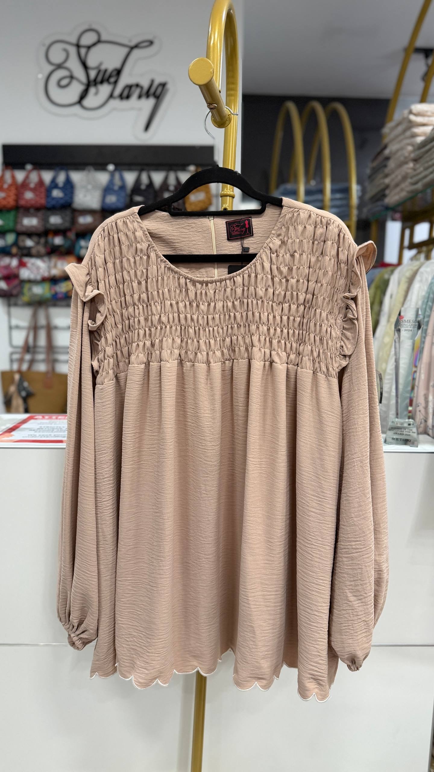 Dariyah Smoked Plus Size Top with Ruffles