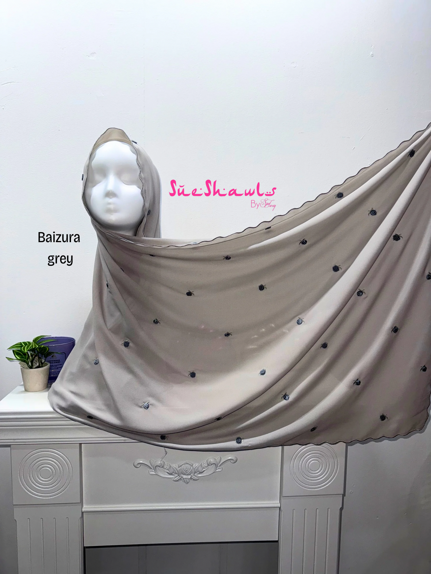 Baizura Embroided 1.8M Chiffon Shawl