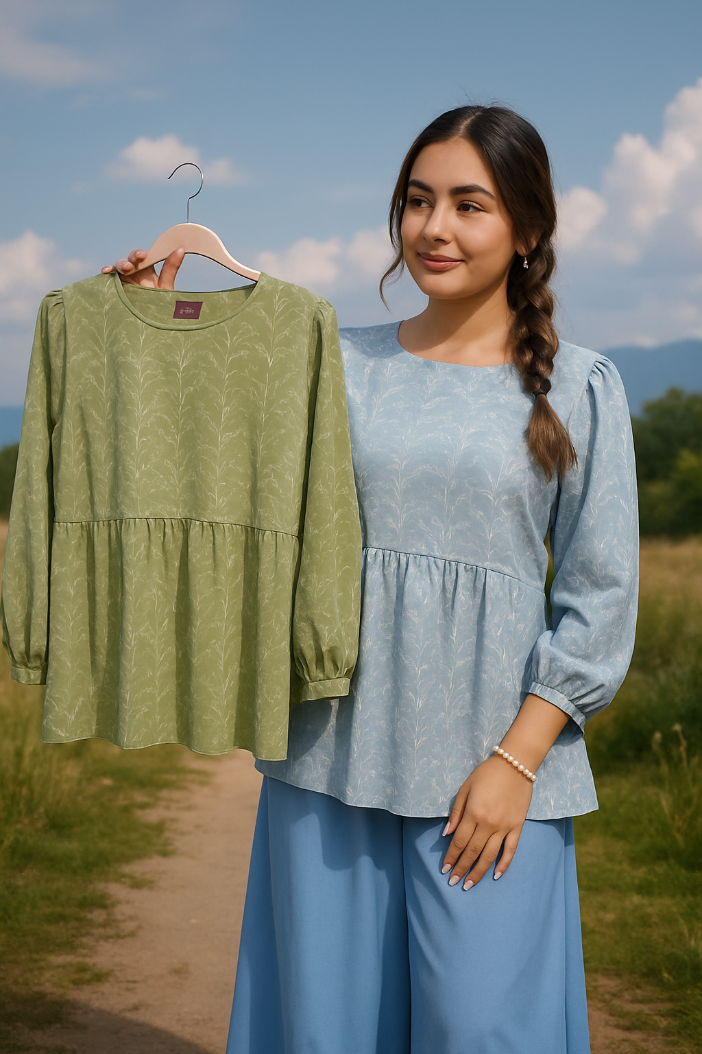 Aidah Printed Babydoll Top
