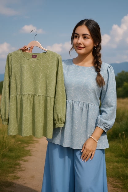 Aidah Printed Babydoll Top