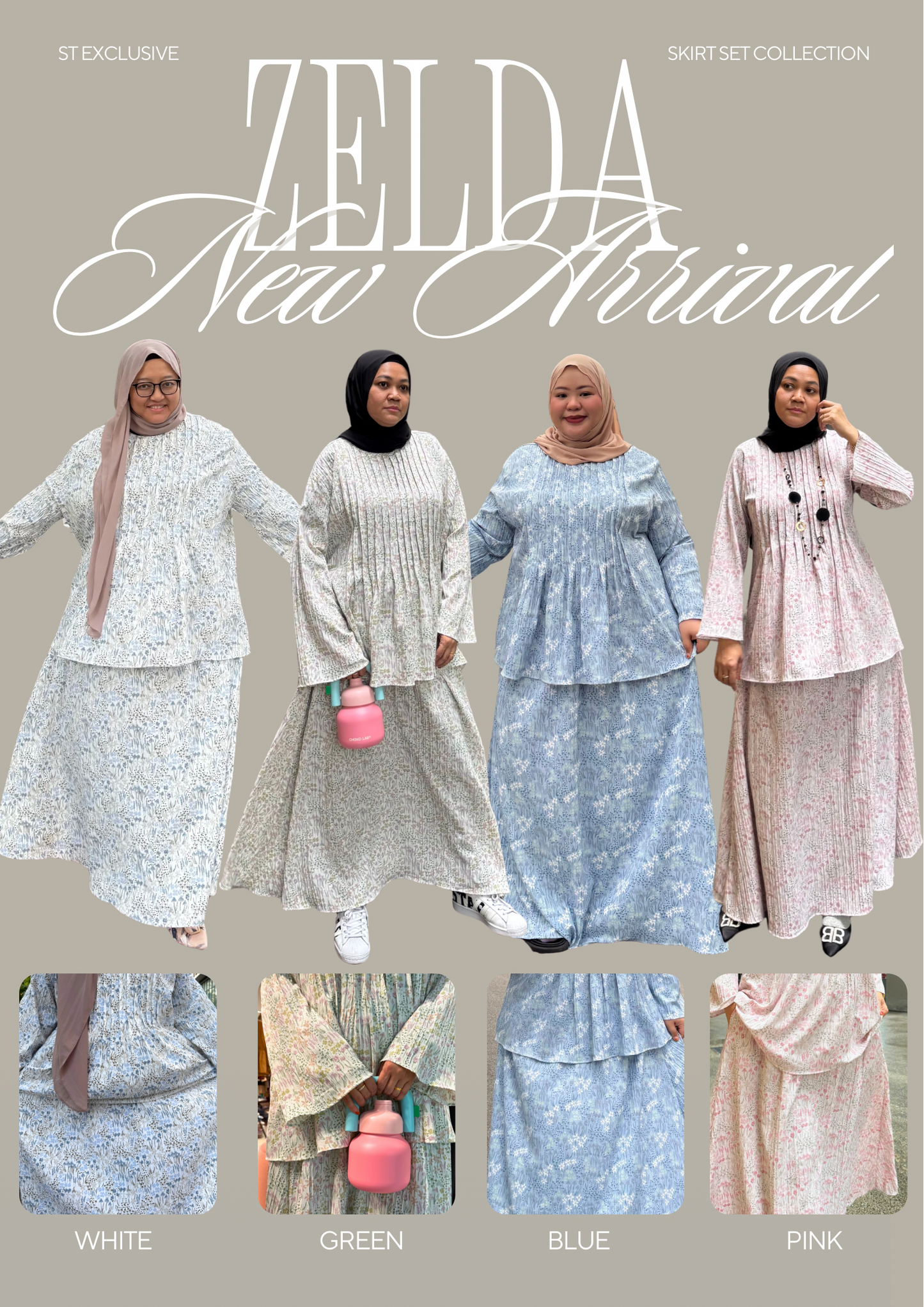 Zelda Floral Premium Crinkled Skirt Set