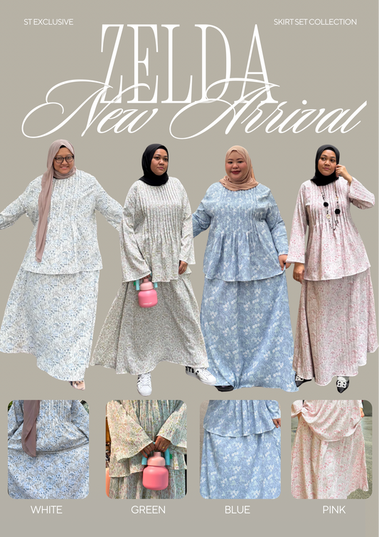 Zelda Floral Premium Crinkled Skirt Set