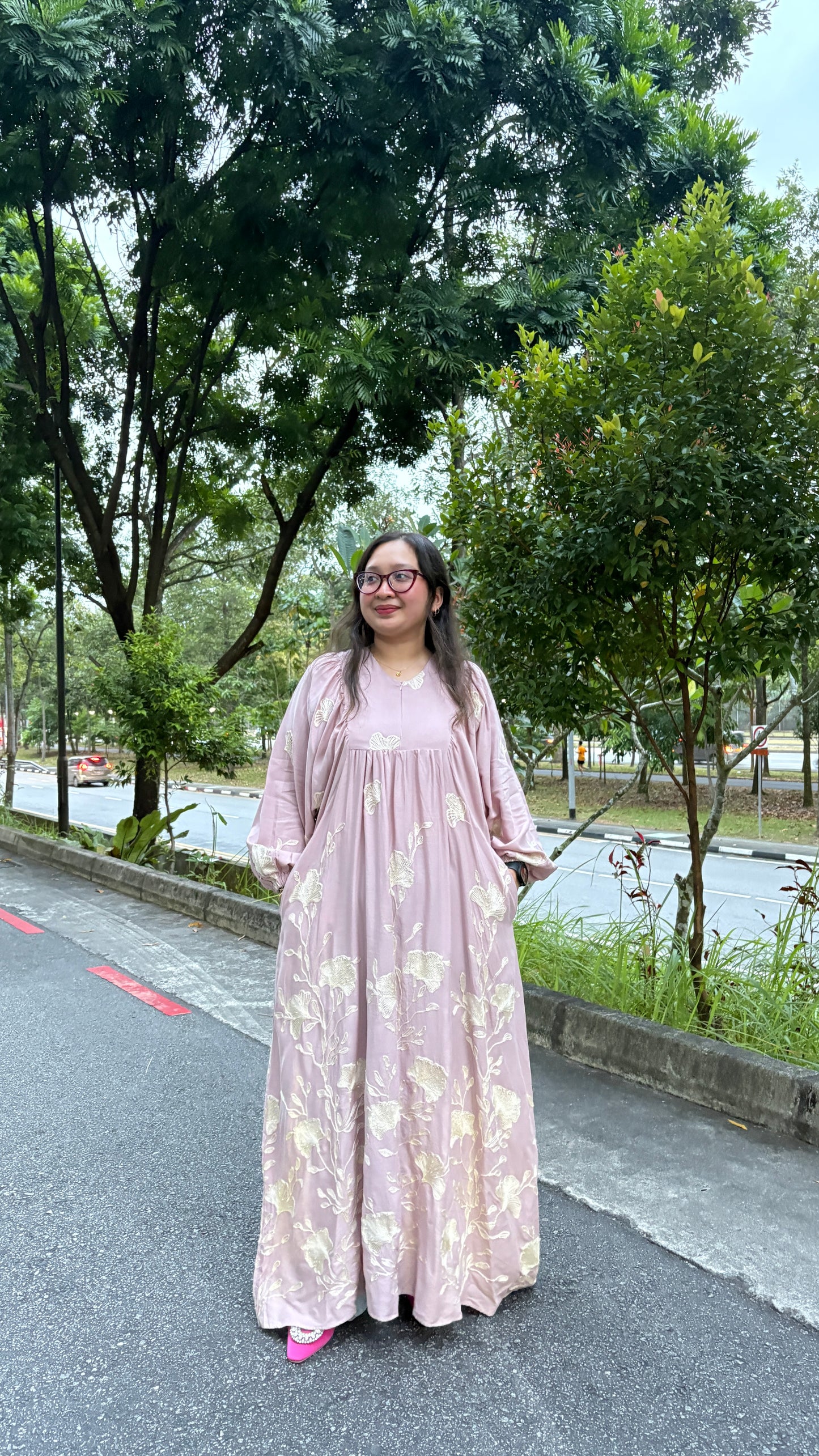 Safira Babydoll Dress Flower Embroided