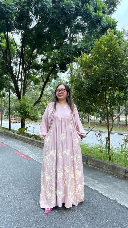 Safira Babydoll Dress Flower Embroided