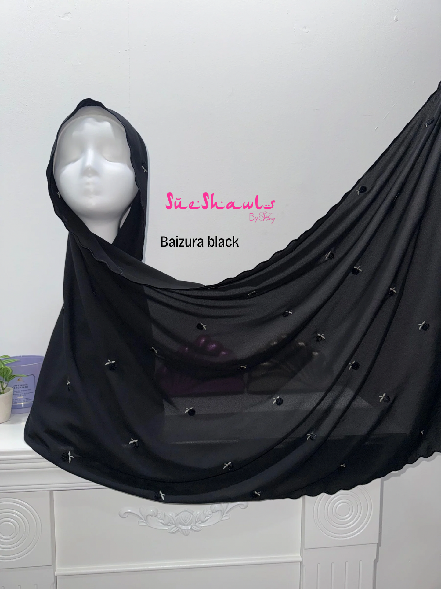 Baizura Embroided 1.8M Chiffon Shawl