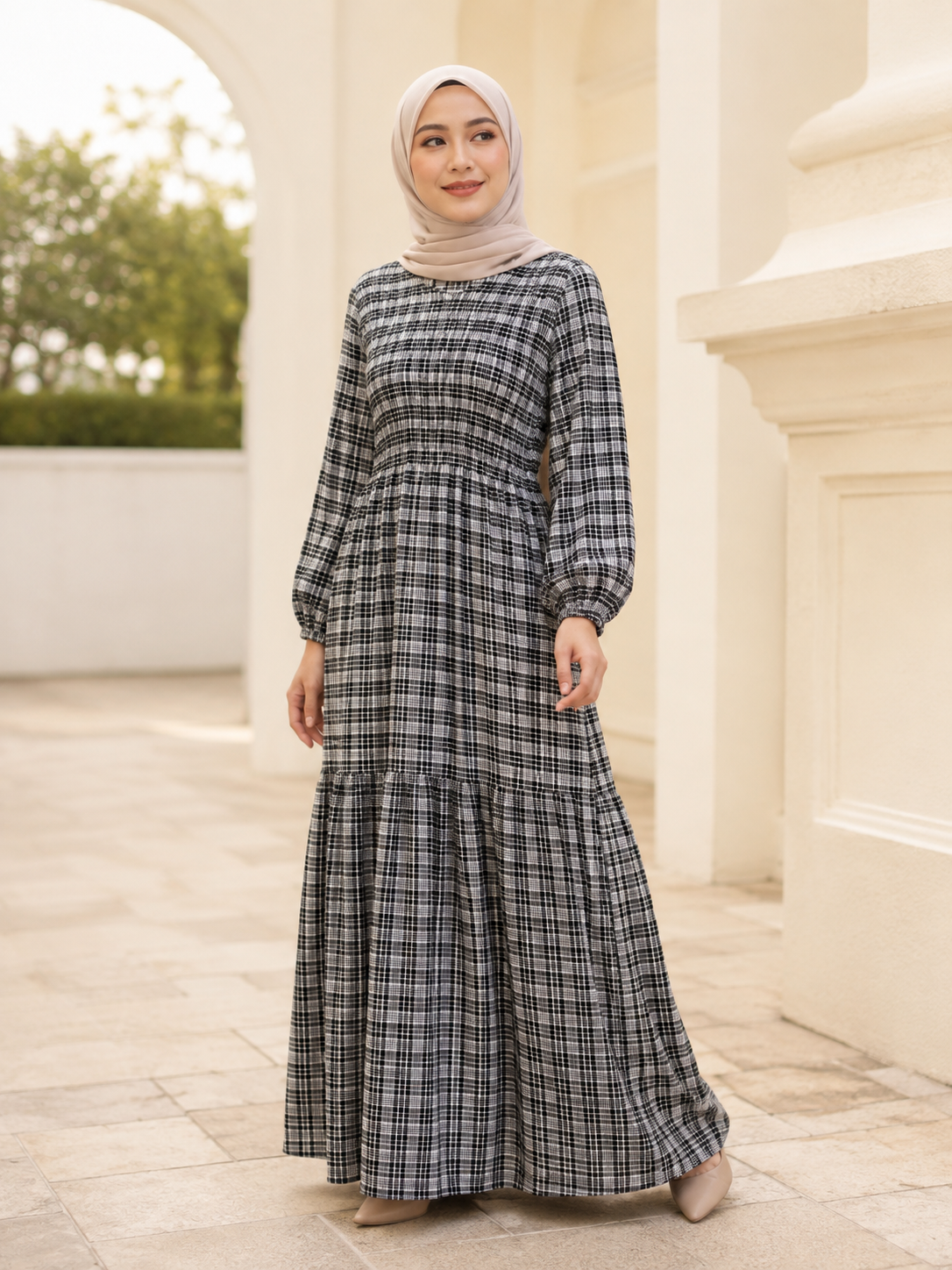 Laura Smocked Checkered Dress