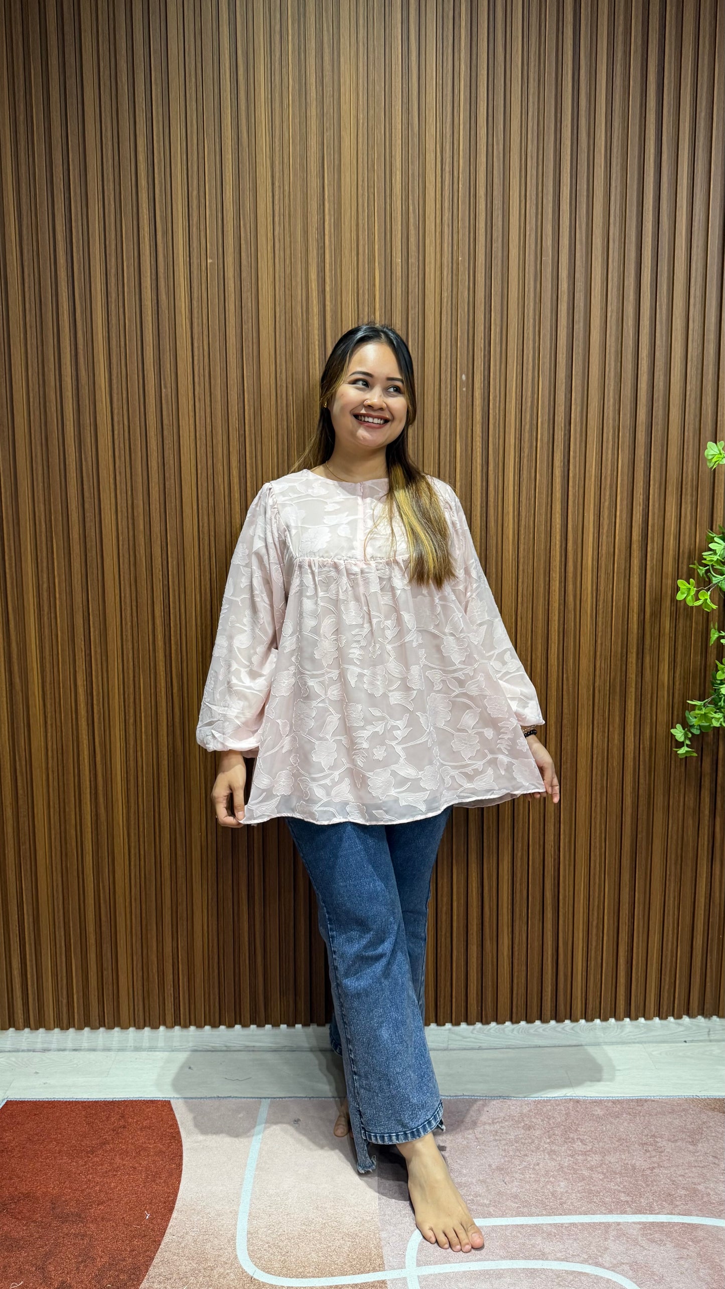 Shakilah Babydoll Batwing Cotton Embossed