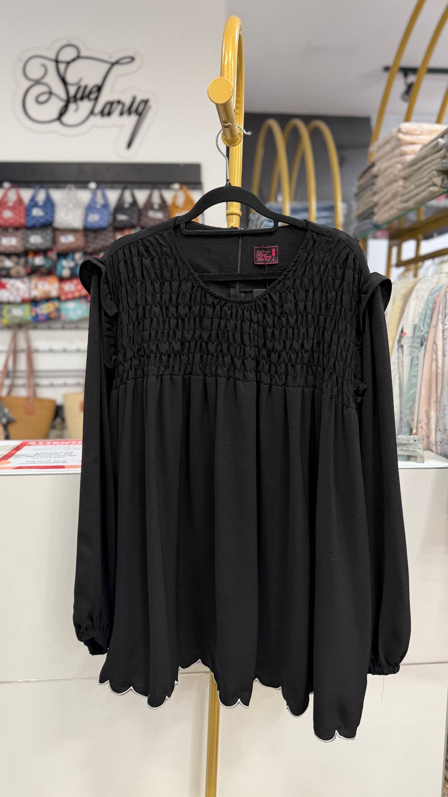 Dariyah Smoked Plus Size Top with Ruffles