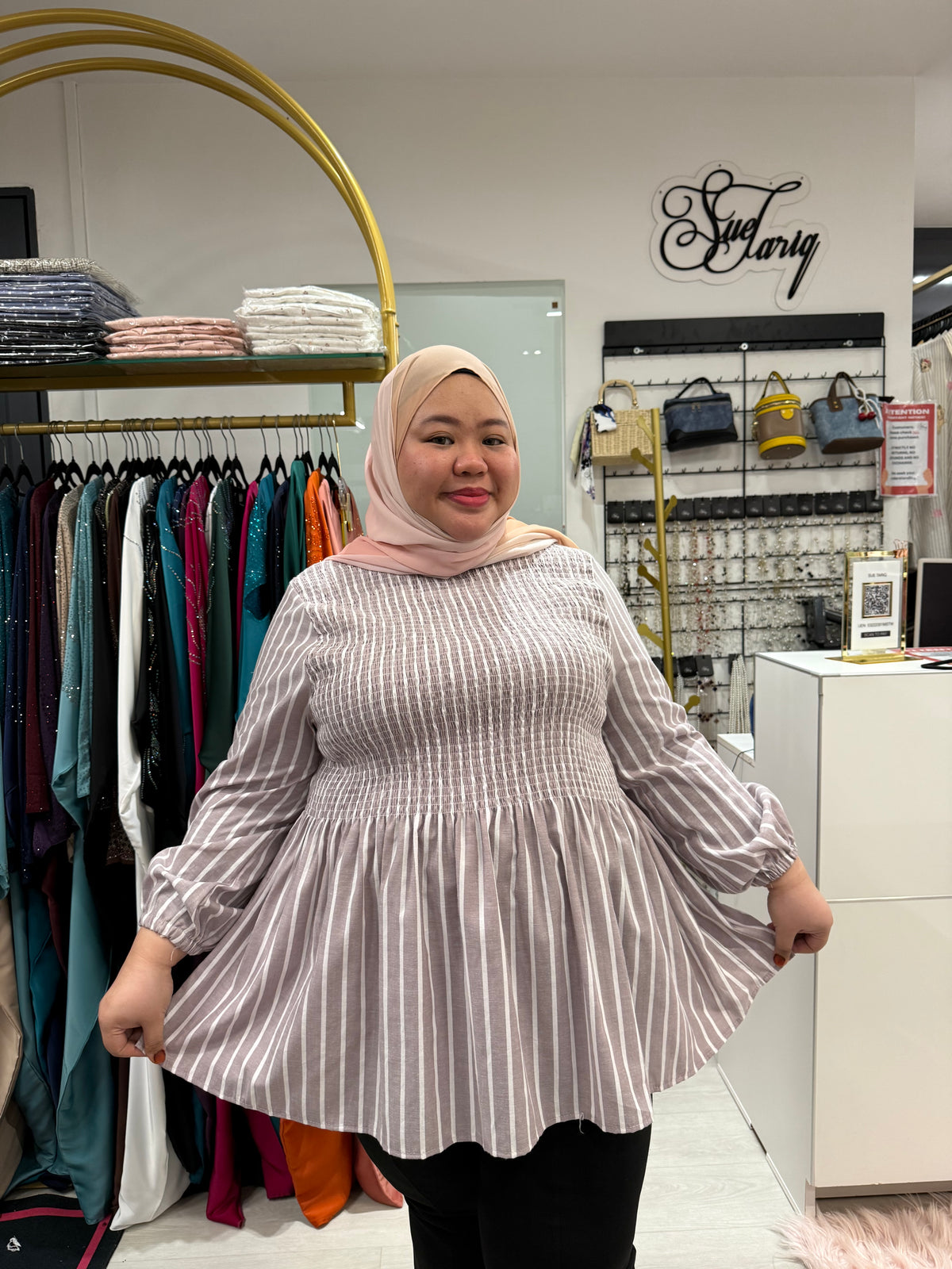 Jessie Stripes Smocked Top