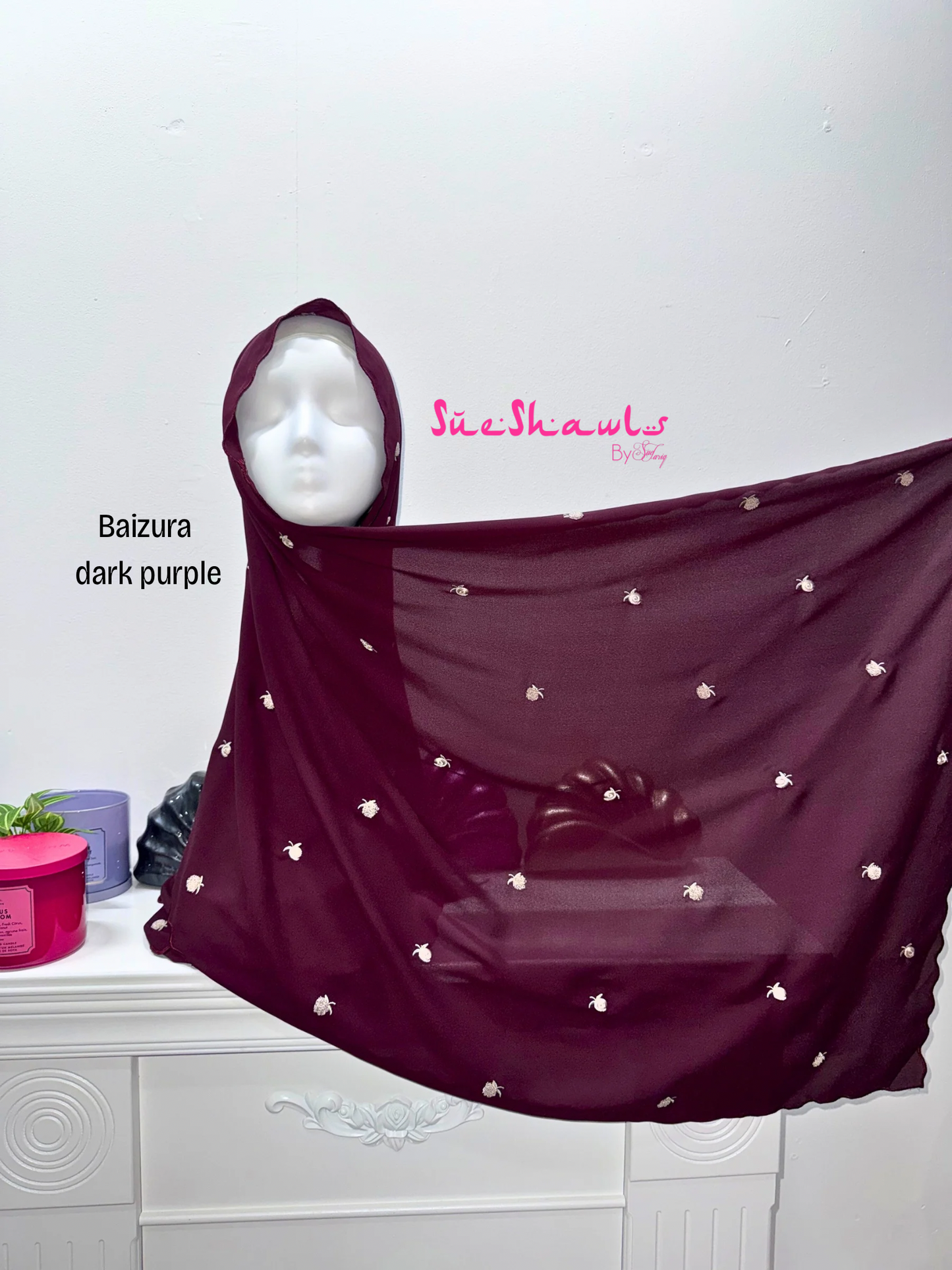 Baizura Embroided 1.8M Chiffon Shawl