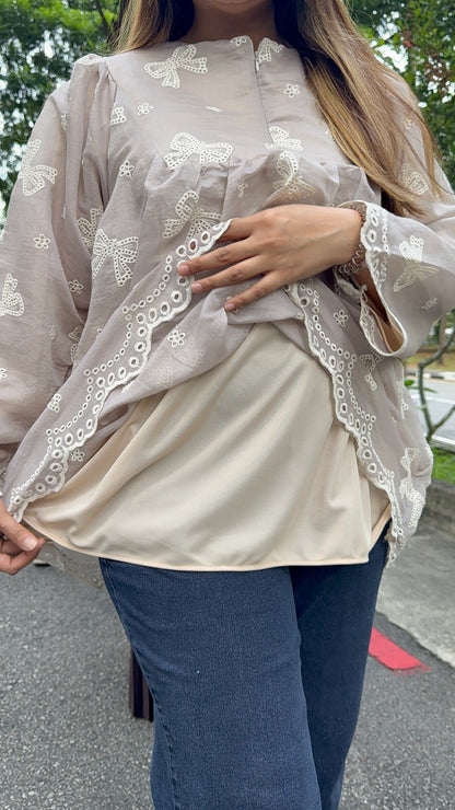 Dwi Ribbon Cotton Eyelet Top