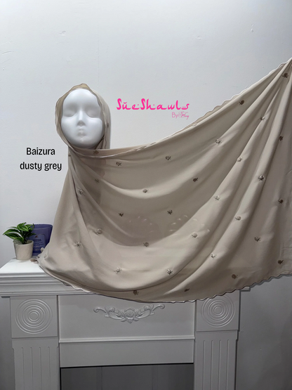 Baizura Embroided 1.8M Chiffon Shawl