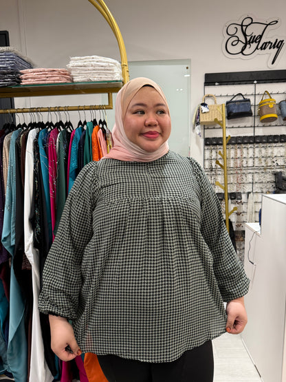 Viviana Houndstooth Babydoll Top