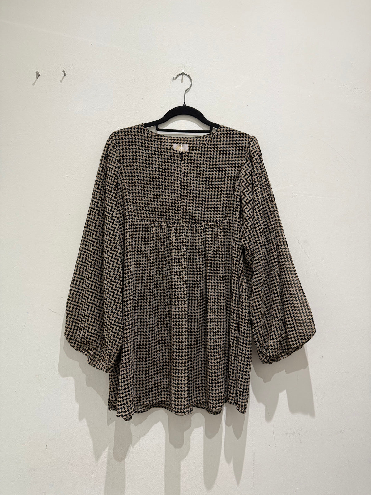Viviana Houndstooth Babydoll Top