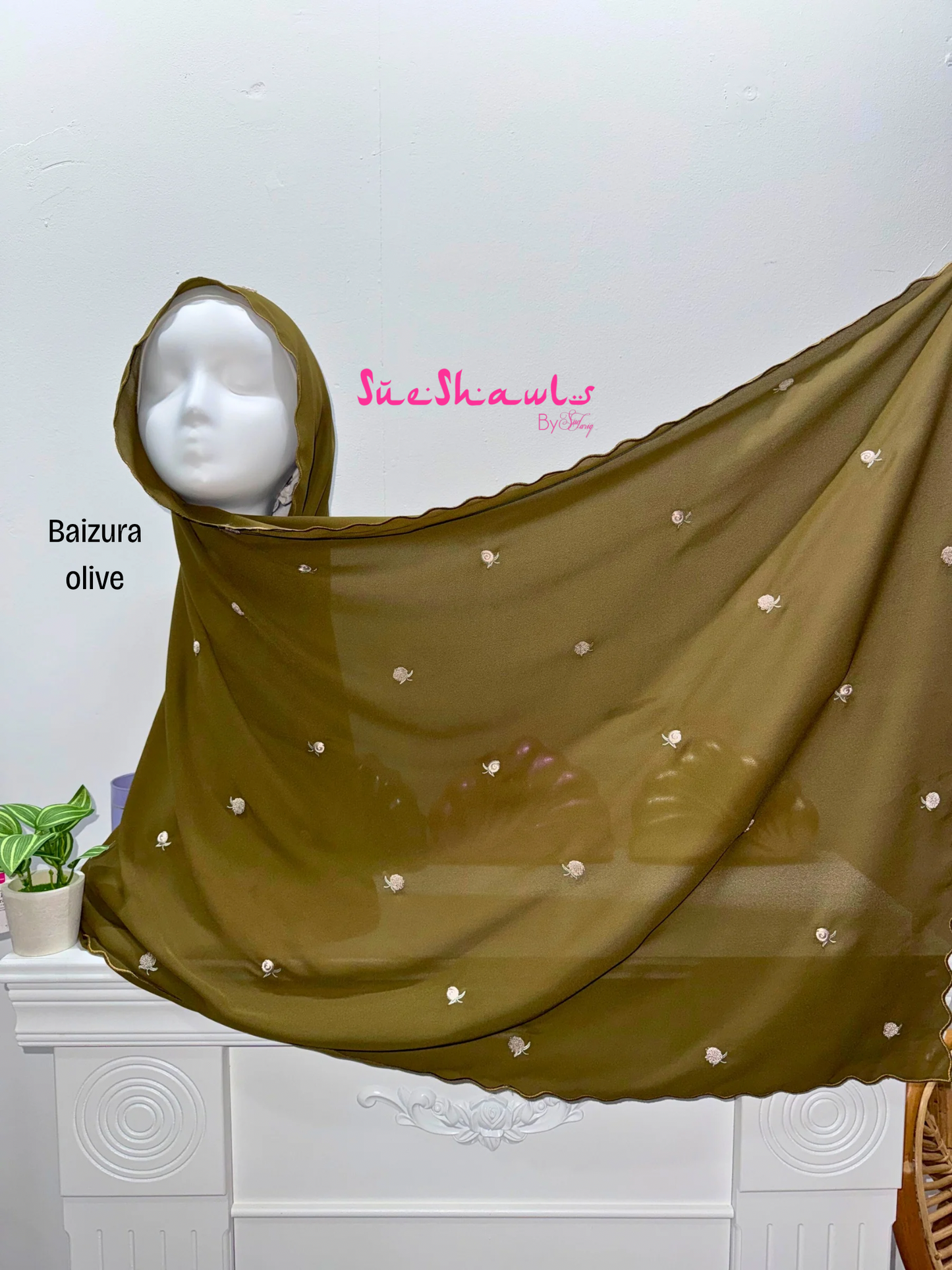 Baizura Embroided 1.8M Chiffon Shawl