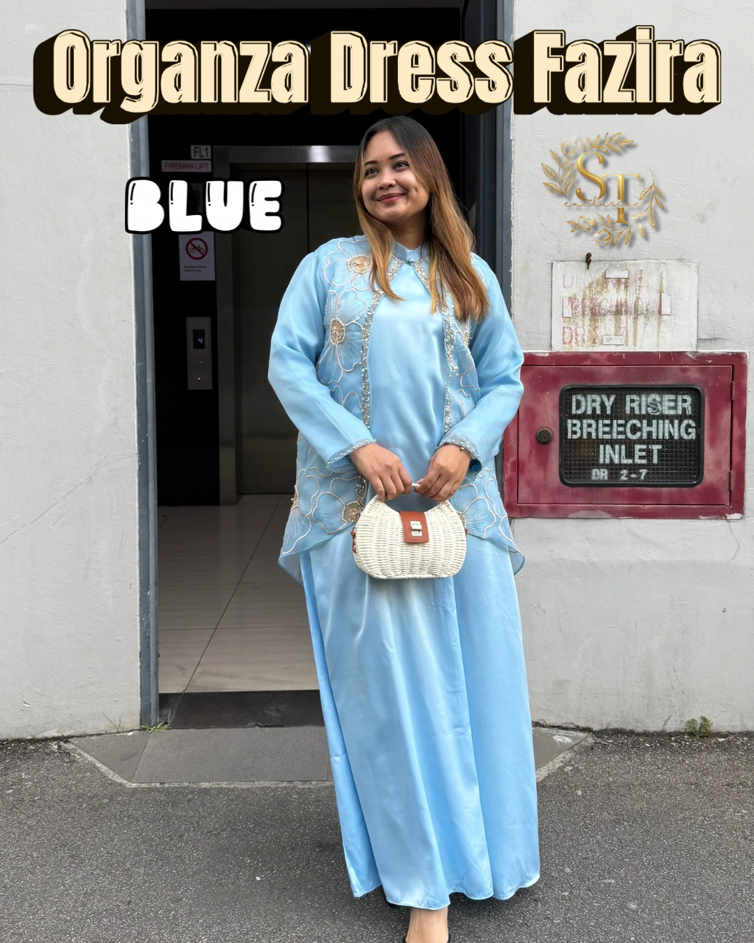 Fazira Organza Dress With Long Sleeve Inner