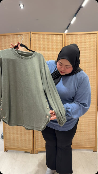 Majestic Aster Fabric side buttons Plus size