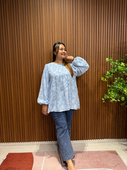 Shakilah Babydoll Batwing Cotton Embossed