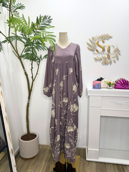 Safira Babydoll Dress Flower Embroided