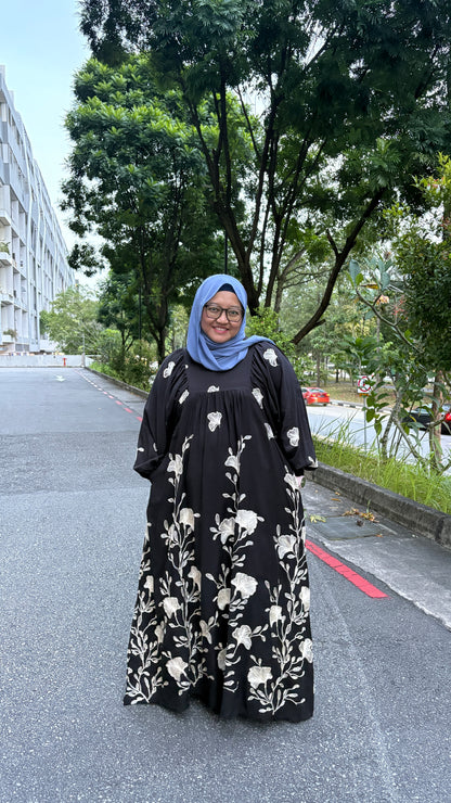 Safira Babydoll Dress Flower Embroided