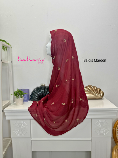 Balqis Embroided Shimmer Shawl
