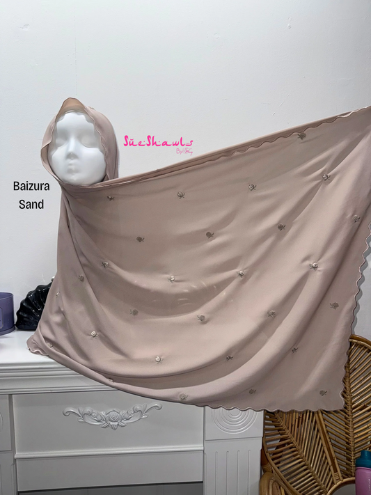 Baizura Embroided 1.8M Chiffon Shawl