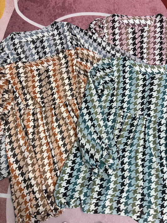 Aliyah Houndstooth Printed Babydoll