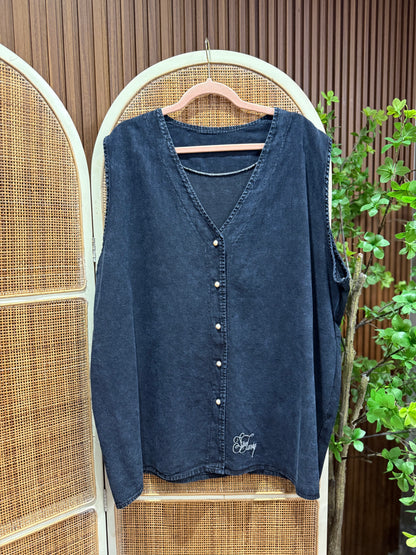 Hyuna Denim Sleeveless Vest Plus Size