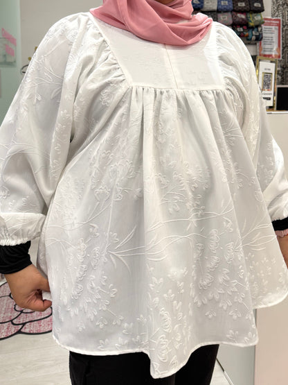 Erla Cotton Embossed babydoll top
