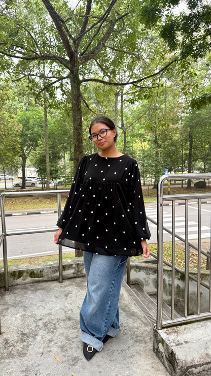 Octivia Polka Dot Babydoll Top