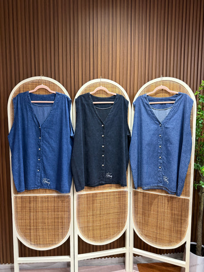 Hyuna Denim Sleeveless Vest Plus Size