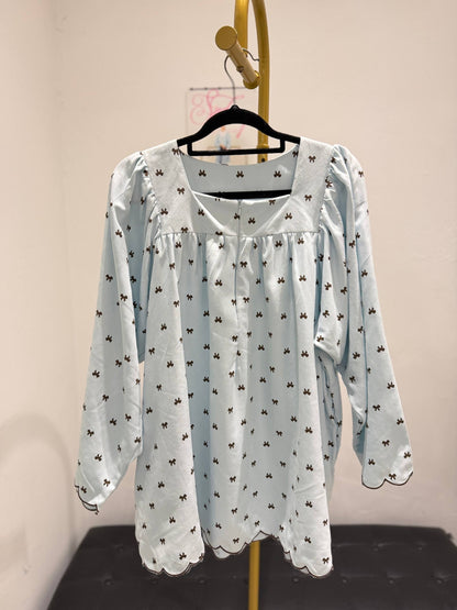 Siti Premium Baby Curdory Square neck ribbon top