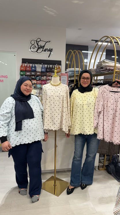 Siti Premium Baby Curdory Square neck ribbon top