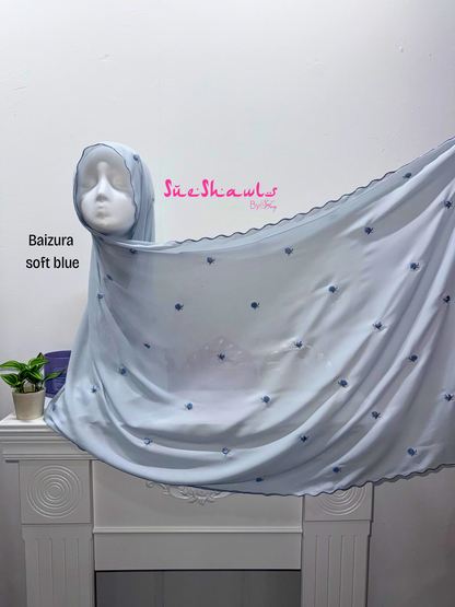 Baizura Embroided 1.8M Chiffon Shawl