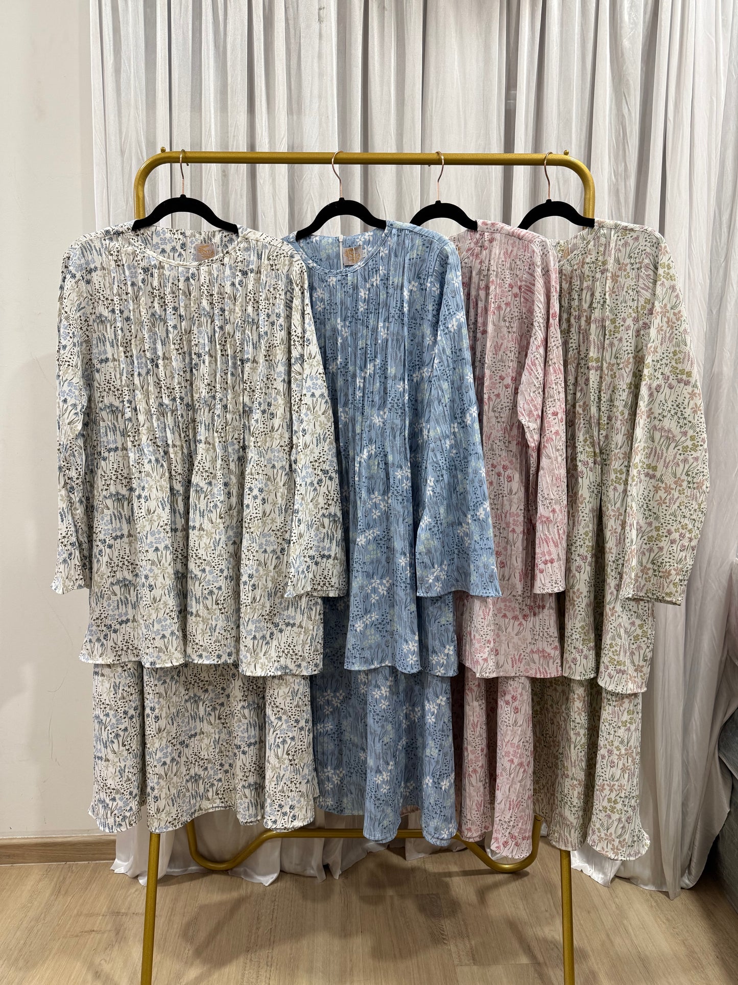 Zelda Floral Premium Crinkled Skirt Set