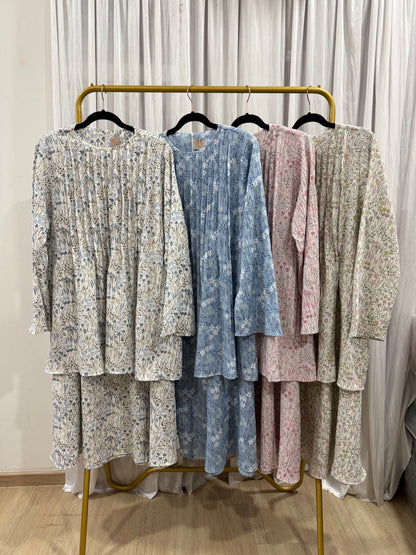 Zelda Floral Premium Crinkled Skirt Set