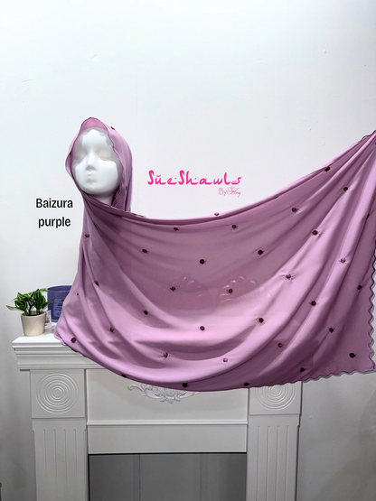 Baizura Embroided 1.8M Chiffon Shawl