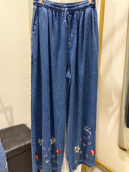 Bebe ST Soft denim with Flower Embroideries