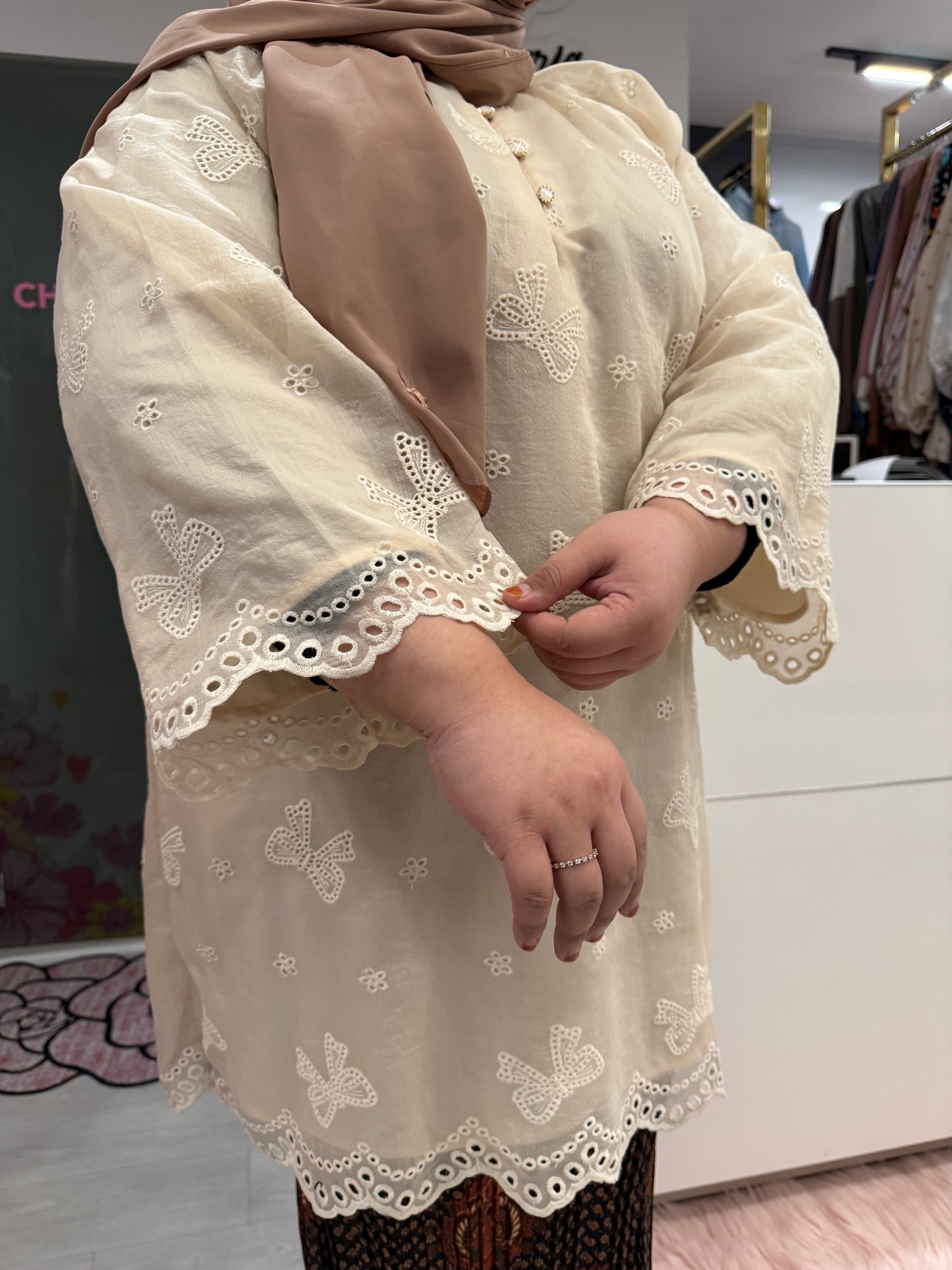 Aurora Cotton Eyelet Tunic With Lining