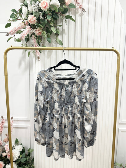Floral Printed Cotton Polyester Top #SM9