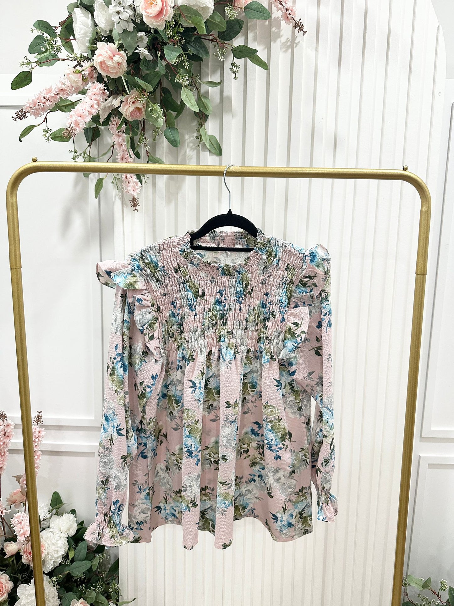 Floral Printed Cotton Polyester Top #SM10