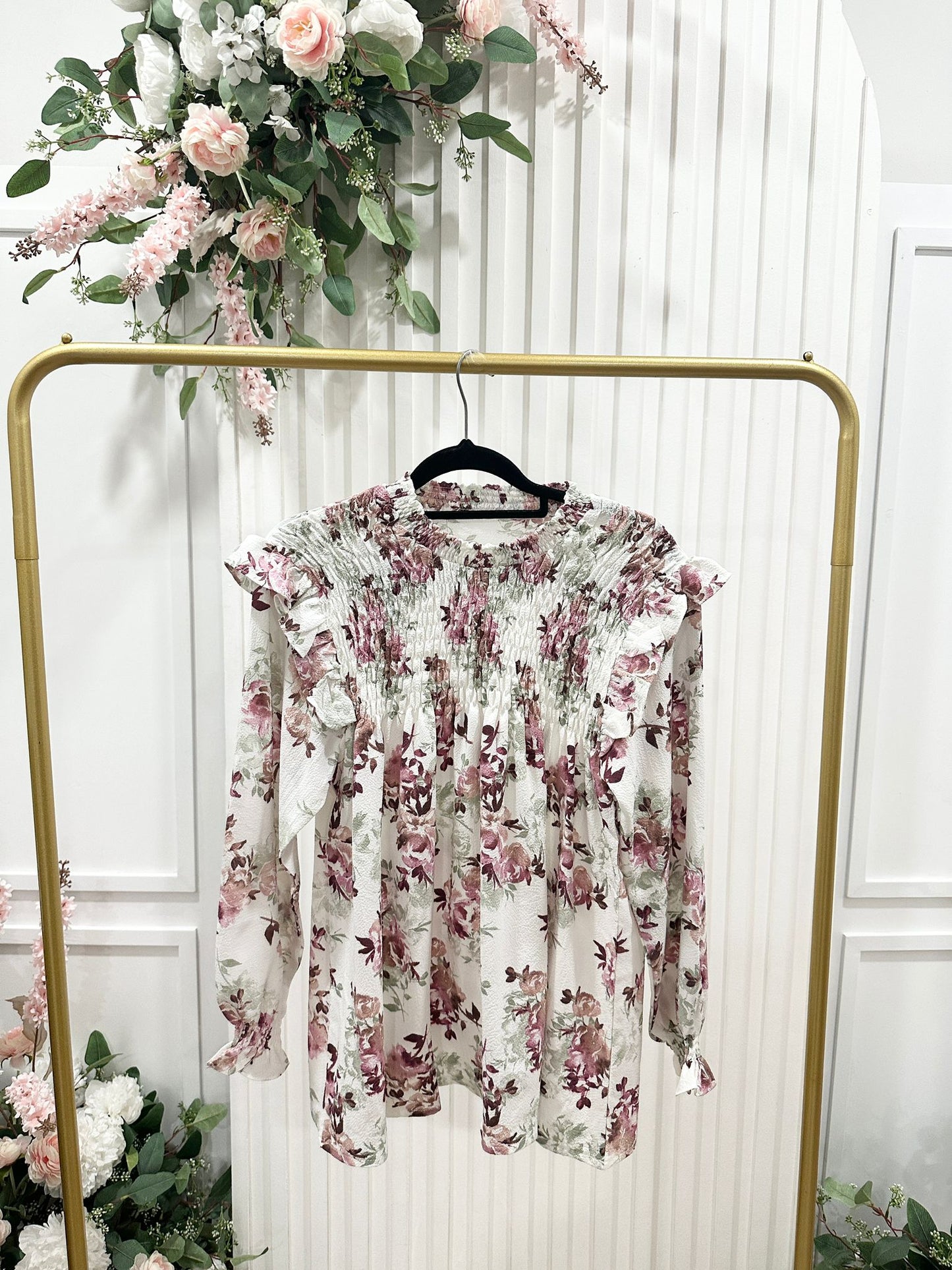 Floral Printed Cotton Polyester Top #SM10
