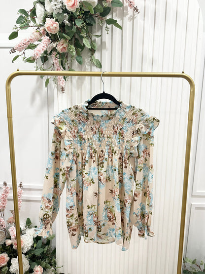 Floral Printed Cotton Polyester Top #SM10