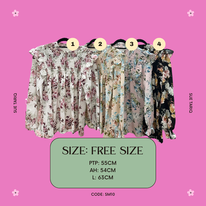 Floral Printed Cotton Polyester Top #SM10